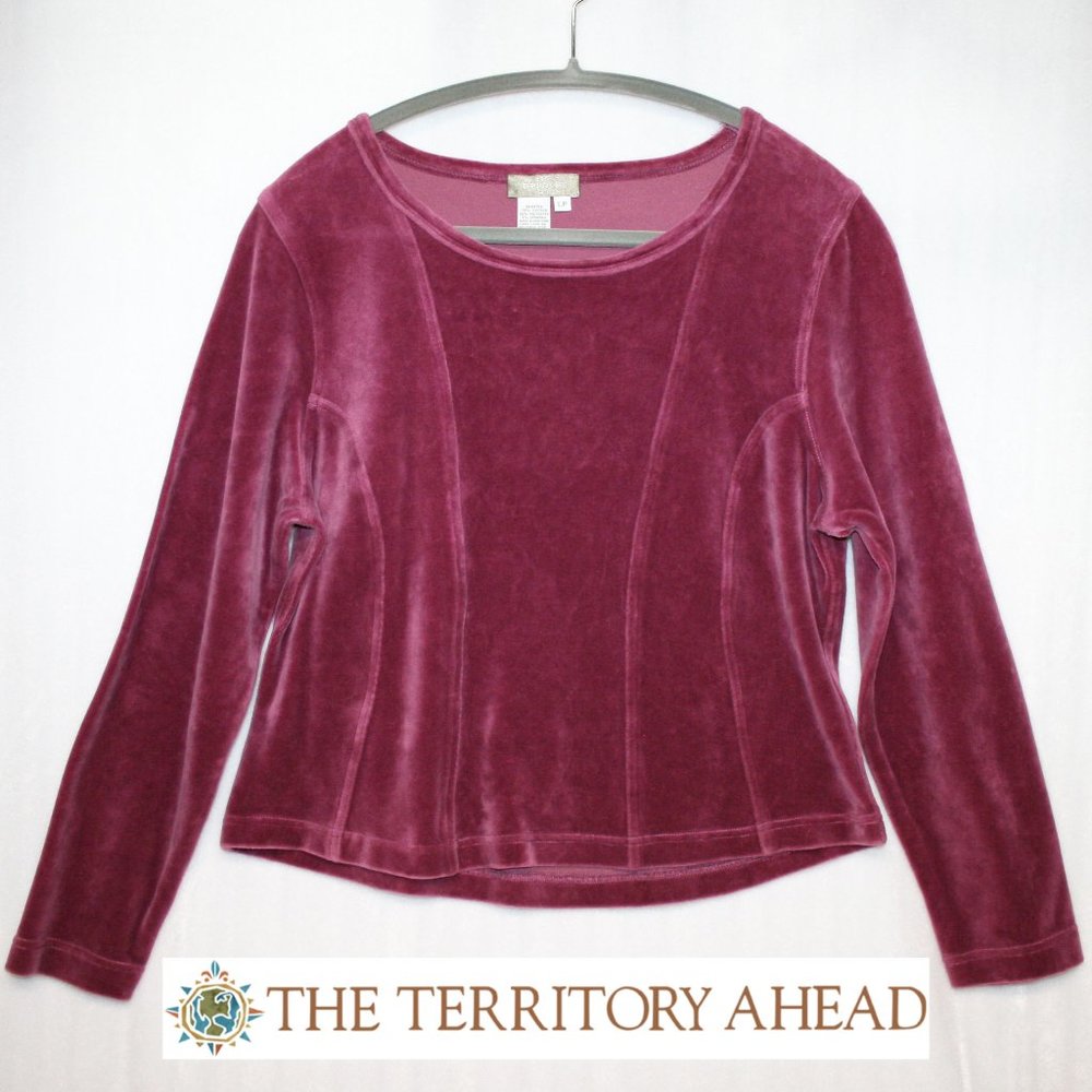 NWOT Raspberry Pink Velour Top Territory Ahead
